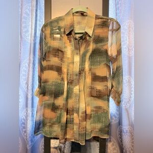 Fever Button Up Blouse Size Small includes black undergarment.